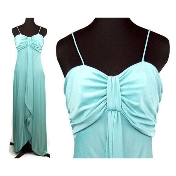 1970s maxi dress Grecian Goddess style high low - Picture 4 of 5